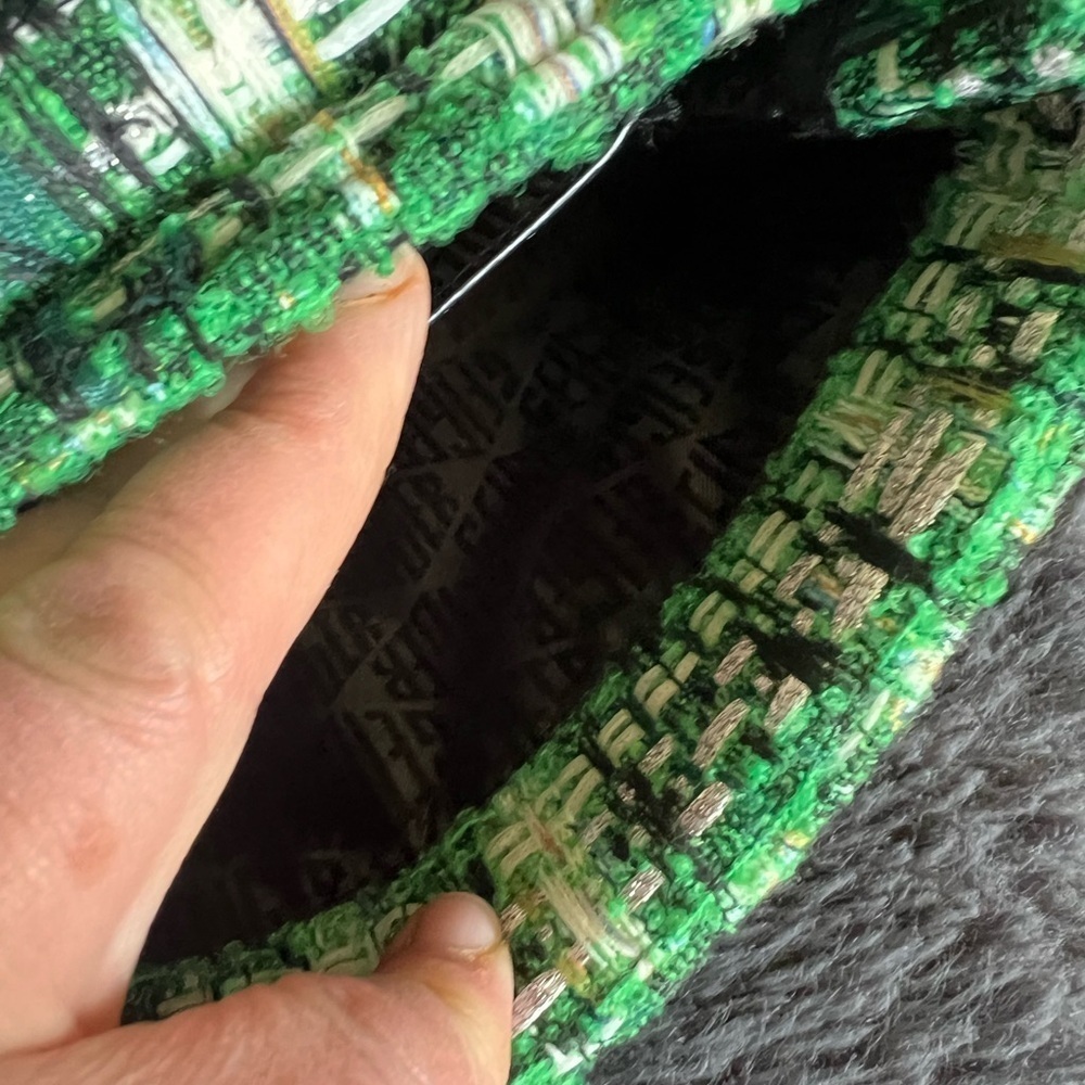 Kurt Geiger Mini Brixton Green Tweed Bag - Picture 4 of 9